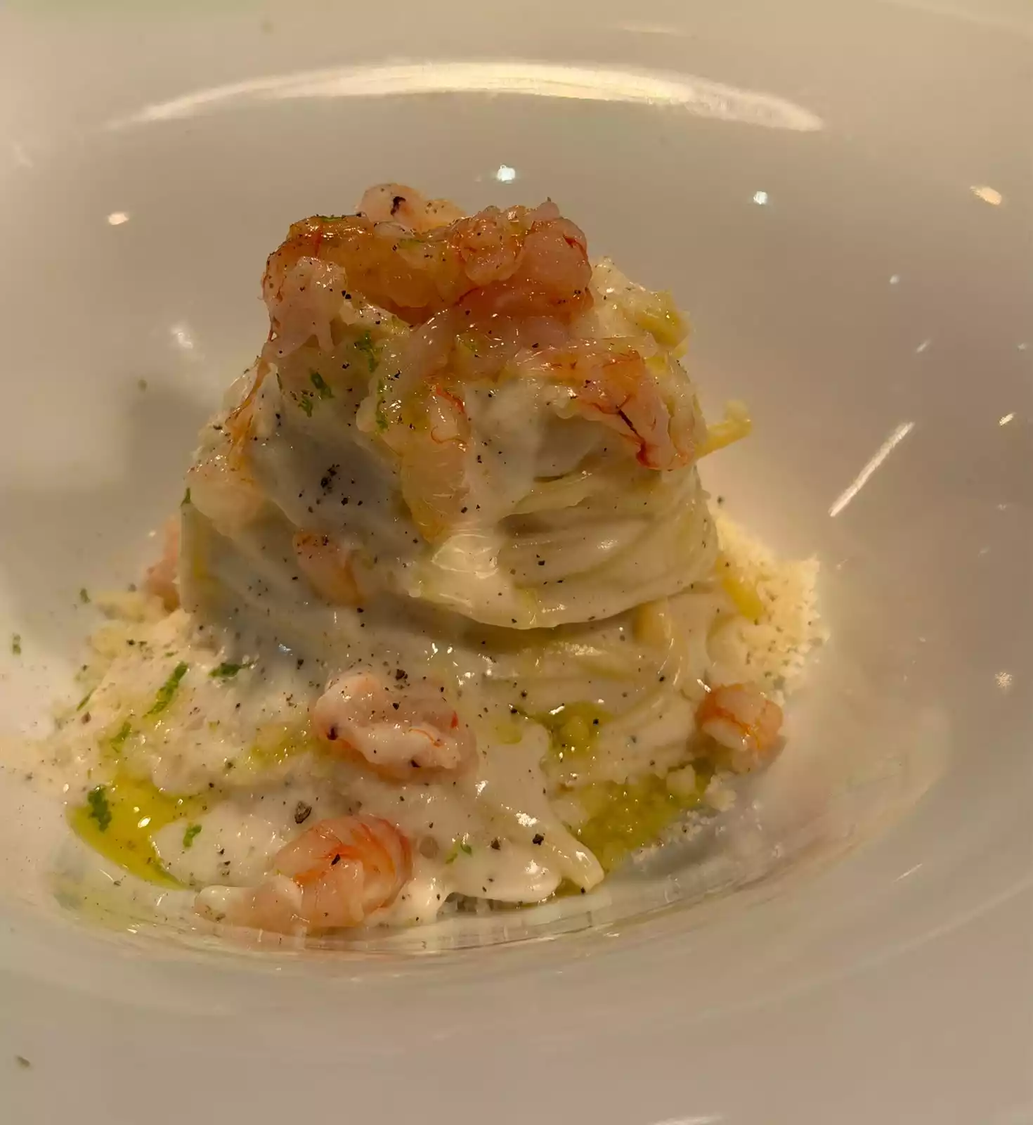 Spaghetti cremosi con gamberi